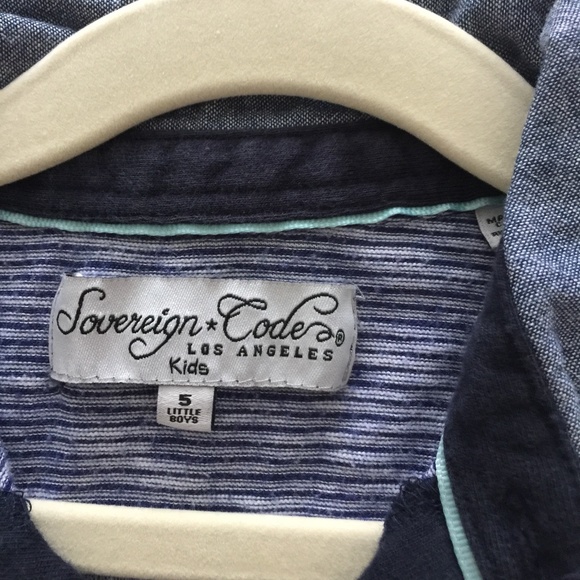 Boys Navy & White Striped Polo Size 5 - Picture 2 of 3